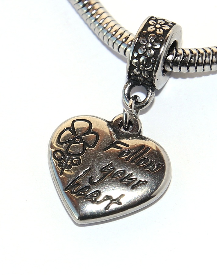 Korálek nerezový Fashion Jewerly - Přívěsek Následuj své srdce, Follow your heart 2581