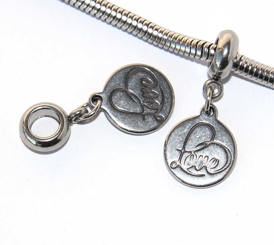 Korálek nerezový Fashion Jewerly - Přívěsek Láska, Love, Srdce plné štěstí 2585
