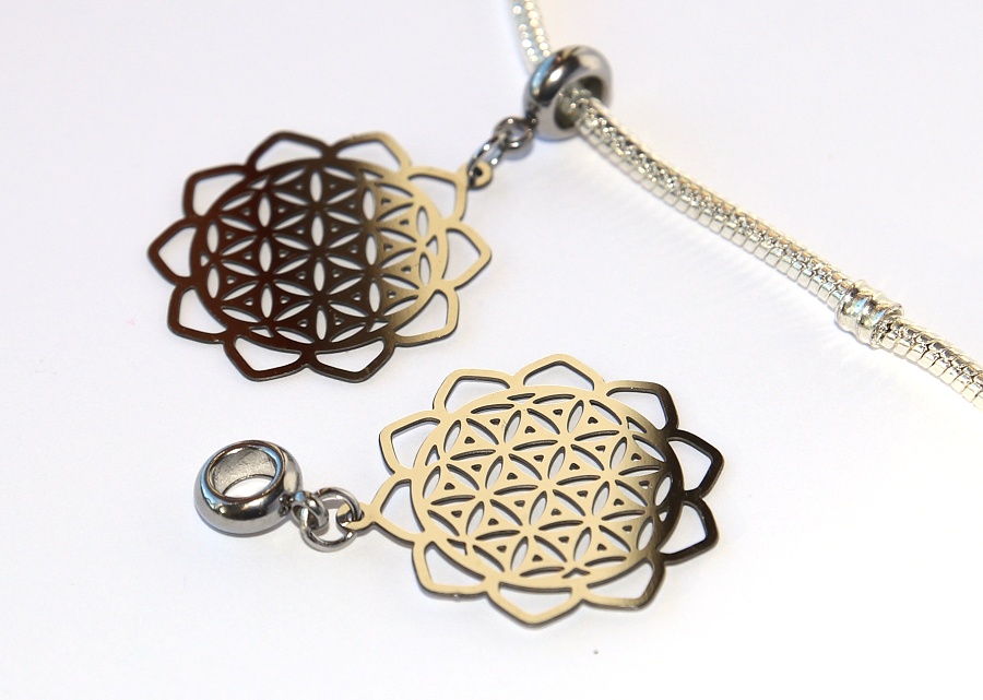Korálek nerezový Fashion Jewerly - Přívěsek Květ života, Merkaba, Posvátná geometrie 2592