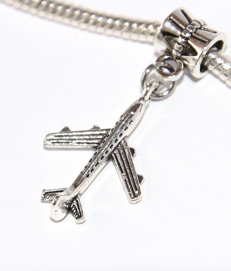 Korálek na náramek Fashion Jewerly - Přívěsek Letadlo, AirLine, Dovolená, Miluji cestování, Love travel 2674