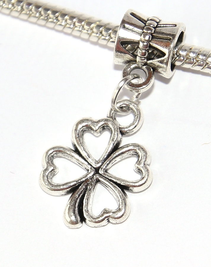 Korálek na náramek Fashion Jewerly - Přívěsek Čtyřlístek pro štěstí 2682