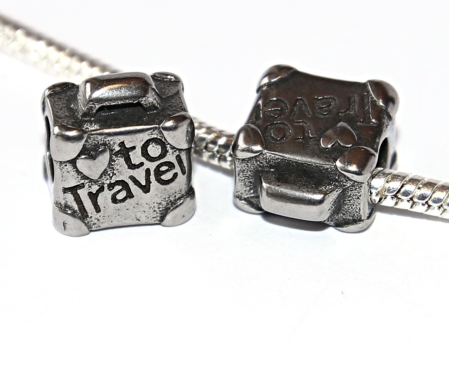 Korálek nerezový Fashion Jewerly - Kufr, Zavazadlo, Cesta kolem světa, Miluji cestování, Love to travel 2703