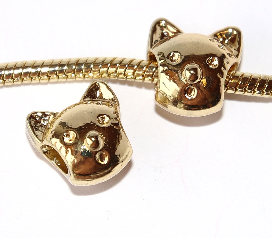 Korálek s velkým průvlekem Fashion Jewerly - Zlatá Kočka, Kočičí dáma, Love cats 2720
