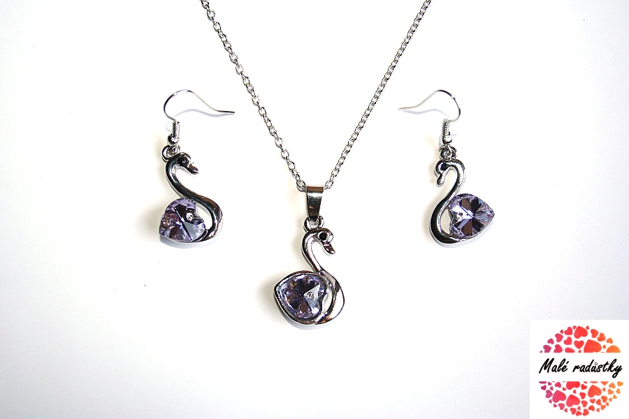 Souprava Fashion Jewerly - Náušnice a řetízek s labutí 262