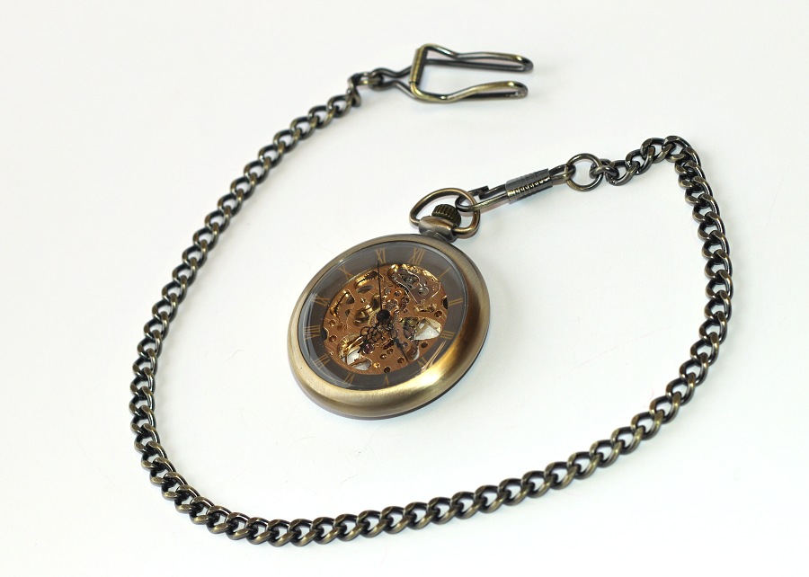 MR Kapesní Hodinky na řetízku, bronzové - Mechanické Retro Bronz Style, Exkluzivní kvalitní krása 2767