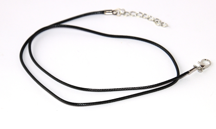 Černý řetízek, strunový provázek Fashion - Černé lanko 2mm, prázdné na přívěsky a korálky 2825