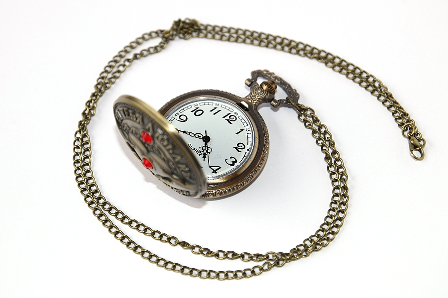 MR Otevírací Kapesní Hodinky na řetízku, bronzové - Miluji Tě, Nosím tě ve svém srdci, Ruská láska, Královské srdce 2836