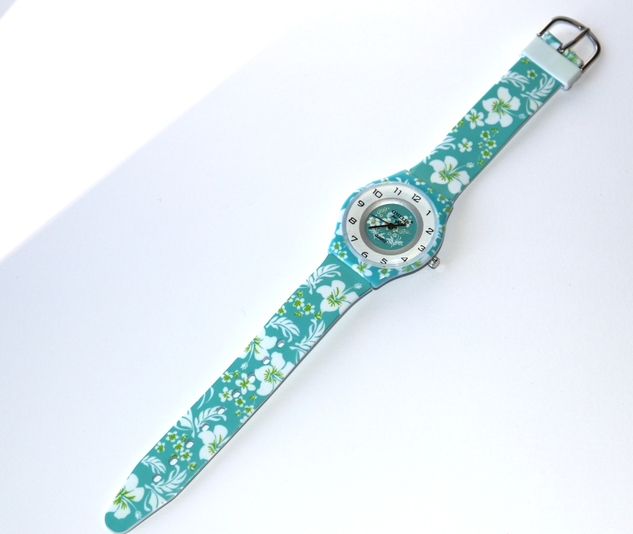 Dětské, dívčí hodinky Fashion Jewerly - Elegantní romatika, Květiny, Bílé lilie v zeleném, Kvalita pro miláčka 3026