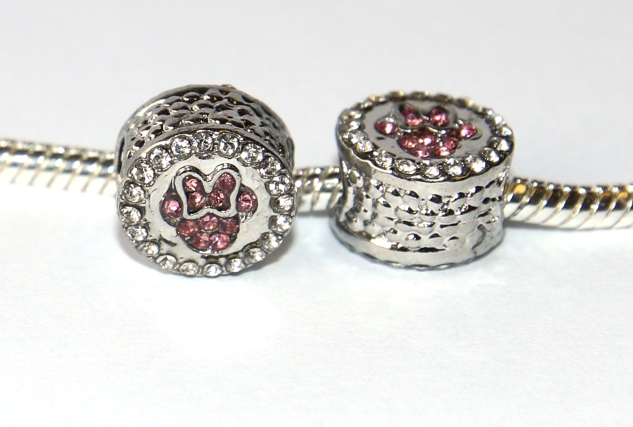 Korálek na náramek Fashion Jewerly - Fialová myška s mašlí, Minnie mouse, Mickey club 3053