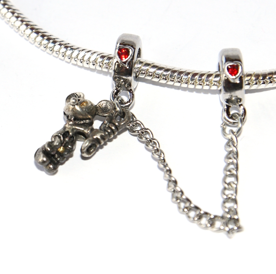 Korálek Fashion Jewerly - Oddělovač na řetízku Myška, Srdce, Zvířata, Little Mouse 3082