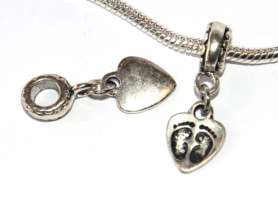 Korálek Fashion Jewerly - Přívěsek Srdce a dětské stopy, Láska, Přátelství, Věrnost, Heart 3090