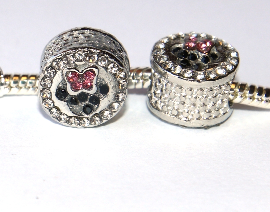 Korálek na náramek Fashion Jewerly - Černá myška s fialovou mašlí, Minnie mouse, Mickey club 3114