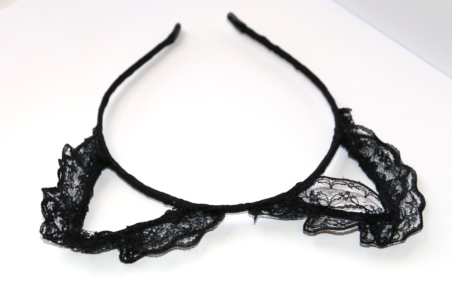 Čelenka Fashion Jewerly - Černé uši z krajky, Sexy kočka, Unikátní ozdoba do vlasů, Party time 3148