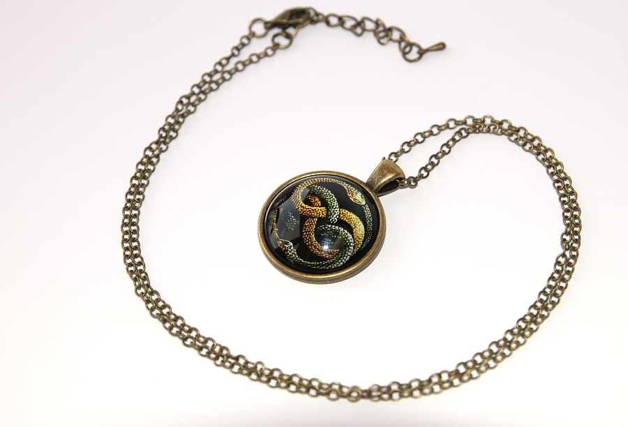 Řetízek bronzový Fashion Jewerly - Amulet Uroboros, Dva hadi propletení do sebe, Nekonečno bytí 3169