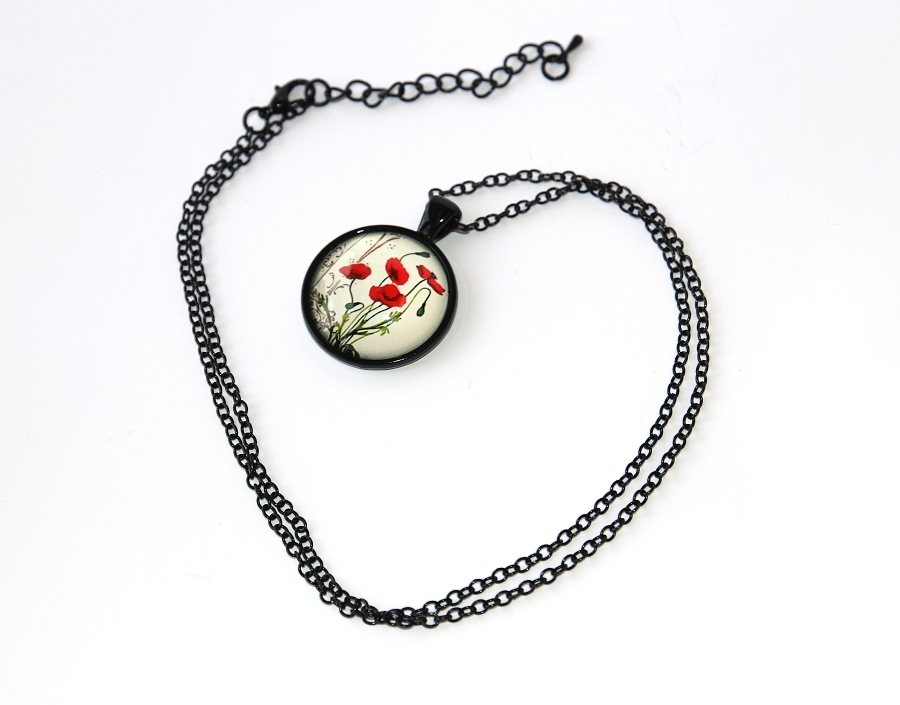 Řetízek Fashion Jewerly - Amulet Červený mák, Miluji život, Letní dobrodružství 3175