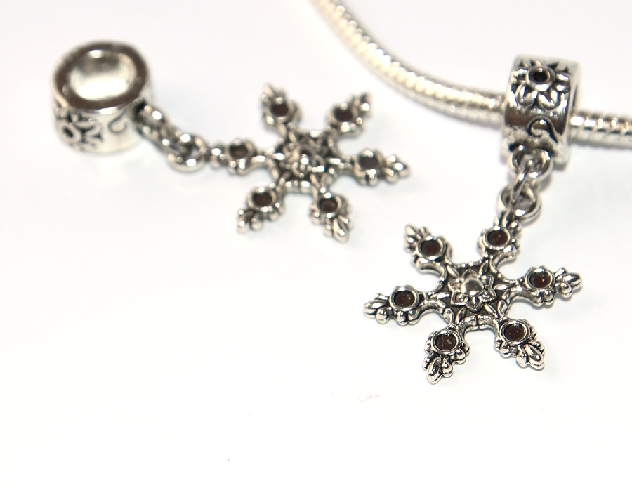 Korálek Fashion Jewerly - Přívěsek Sněhová vločka s květinou, Příroda, Snowflake 3206