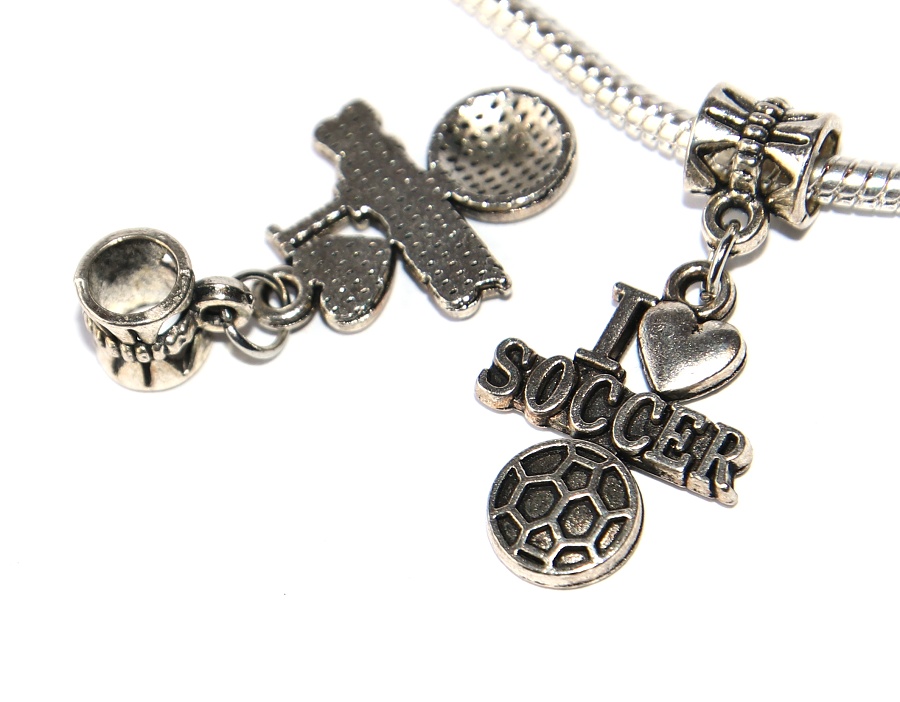 Korálek Fashion Jewerly - Přívěsek I love soccer, Sport, Zábava, Radost, Pohyb, Míč, Soccer 3230