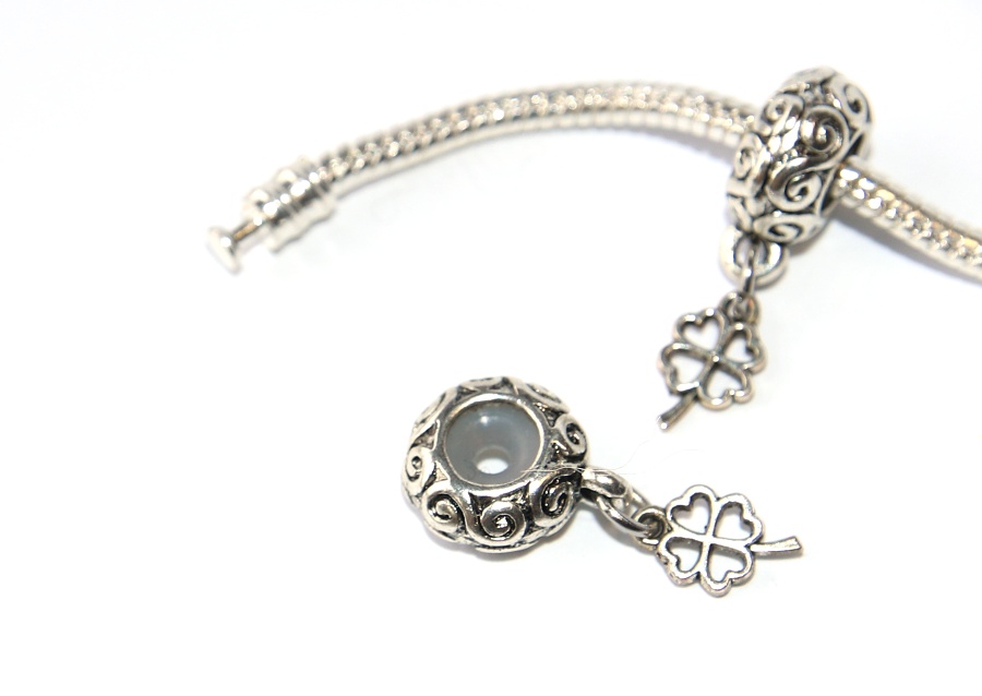 Korálek na náramek Fashion Jewerly - Čtyřlíéstek, Stopper, Zarážka, Cloverleaf 3262