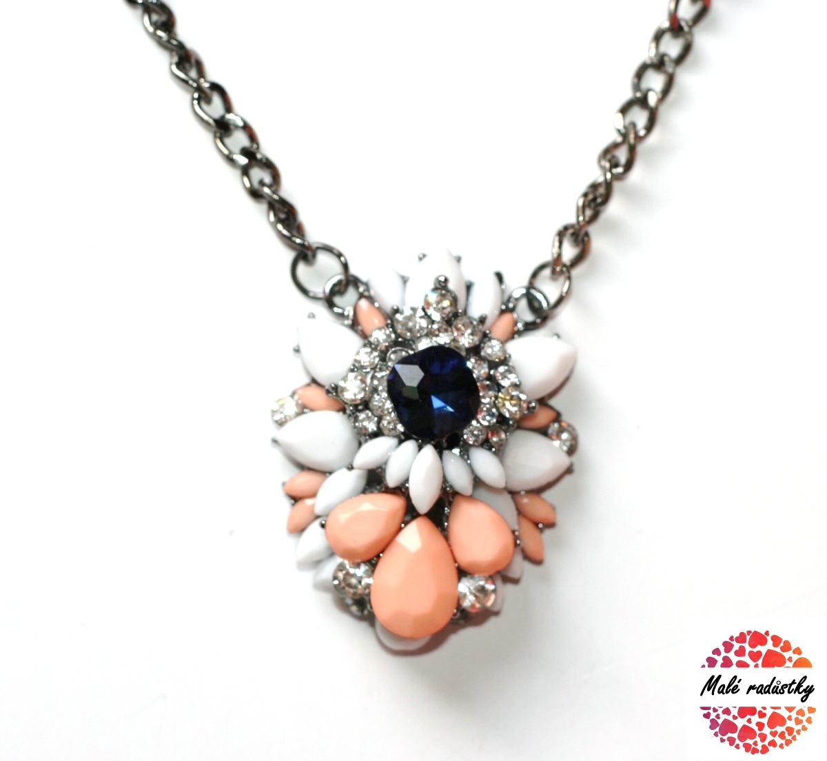 Náhrdelník Fashion Jewerly - Vintage neonový světlý s modrým kamenem 030