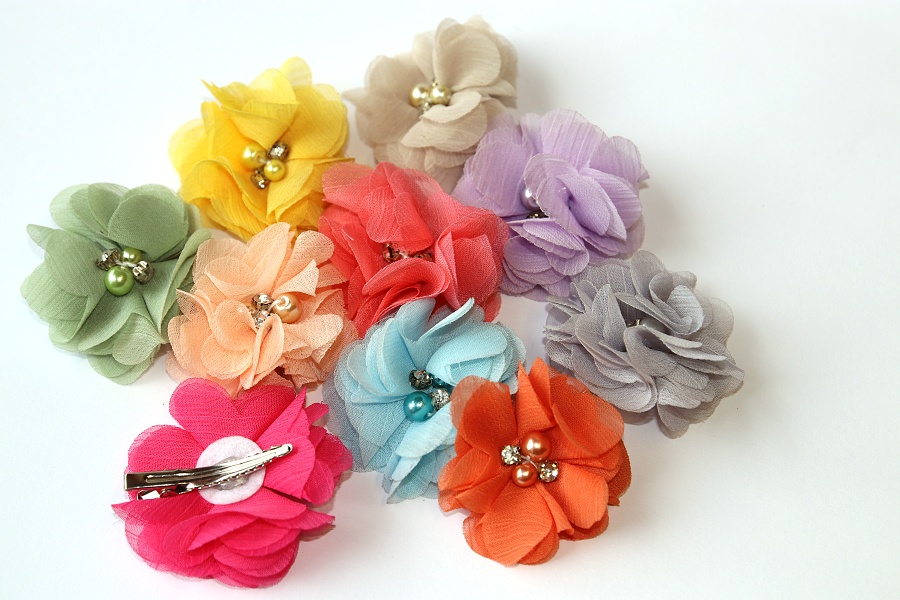 MR Sponka do vlasů s Kytičkou - Květinka s kamínky a korálky pro princeznu i královnu :) 3355