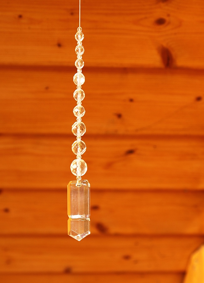 JoyKa Světelný Zářič Křišťálový - Čistá s korálky delší, Český skleněný Lapač Slunce 3396