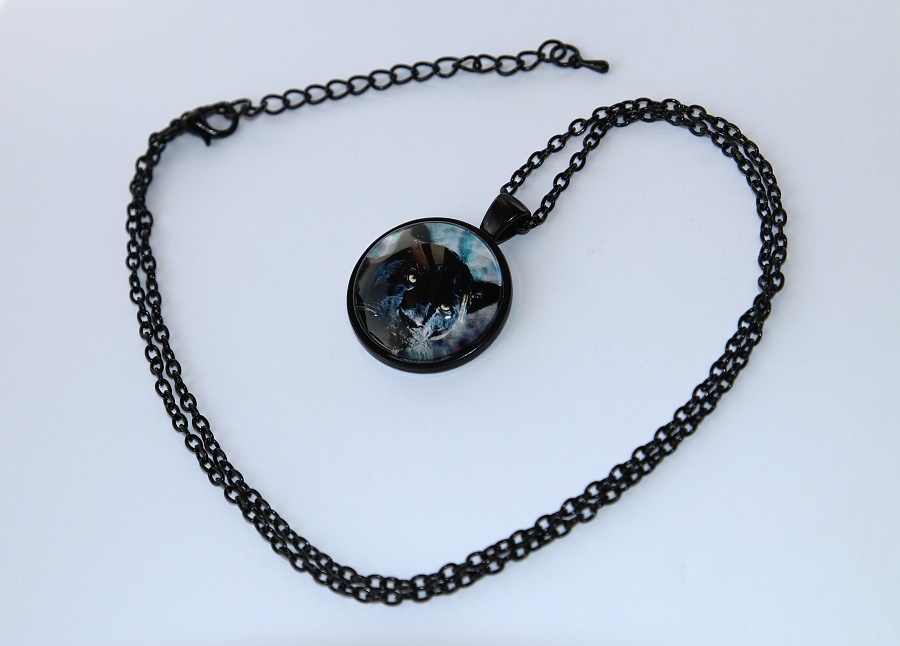 MR Amulet Fashion Jewerly - Černý panter, Nespoutaná a divoká Kočka, Moudrost v jediném pohledu, Black Panther 3405