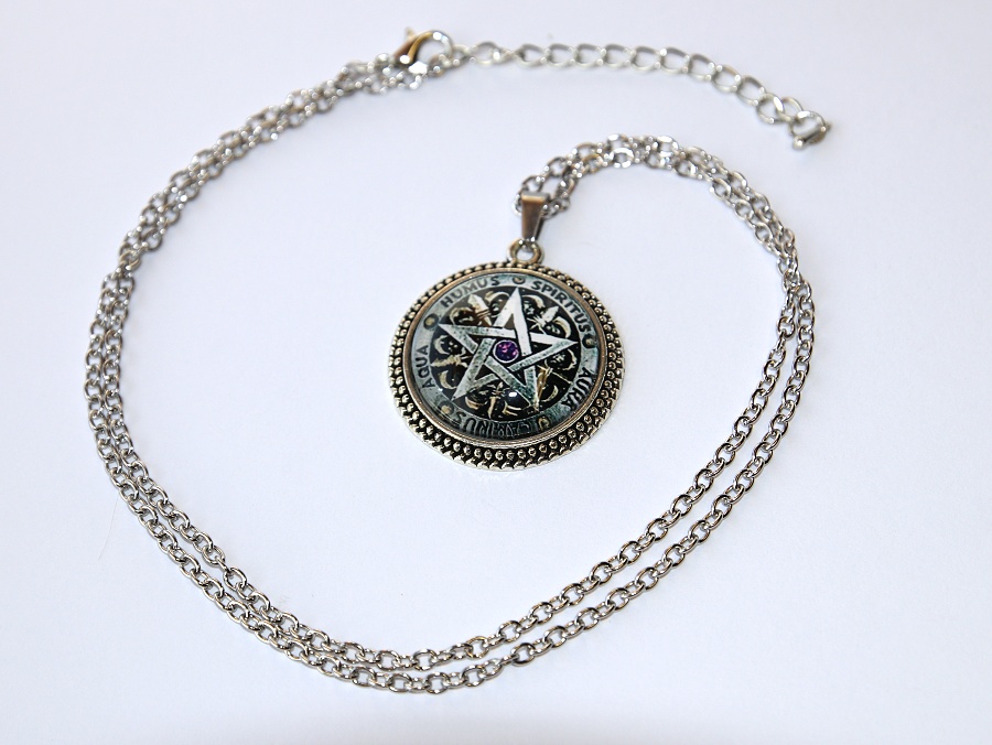 MR Amulet Fashion Jewerly - Pentagram, Životní cyklus, Posvátná země, Duše Voda Půda Vzduch Cesta životem 3407