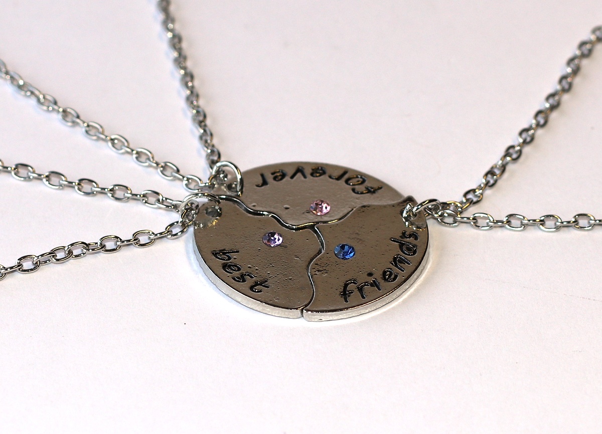 3ks Řetízky Fashion Jewerly - Nejlepší přátelé, Kulaté Puzzle, Nerozlučná trojice, Biggest love with three of us 3512