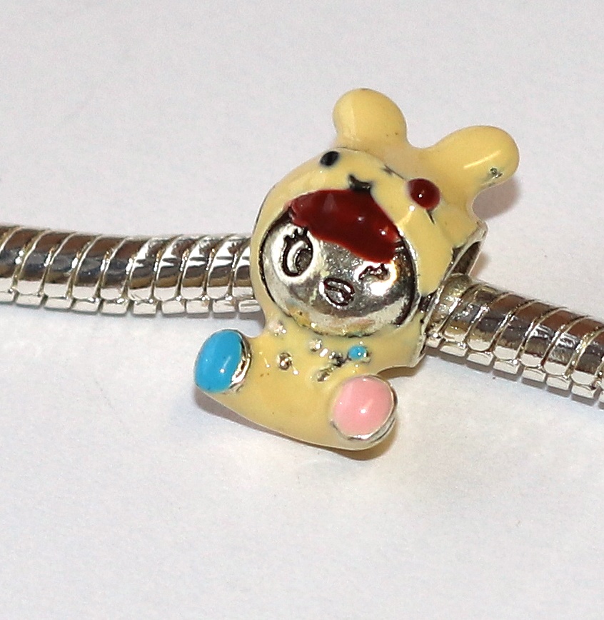 Korálek Fashion Jewerly na náramek nebo řetízek - Roztomilé Dítě, Zajíček overal, Uvidíme co nás čeká 3558
