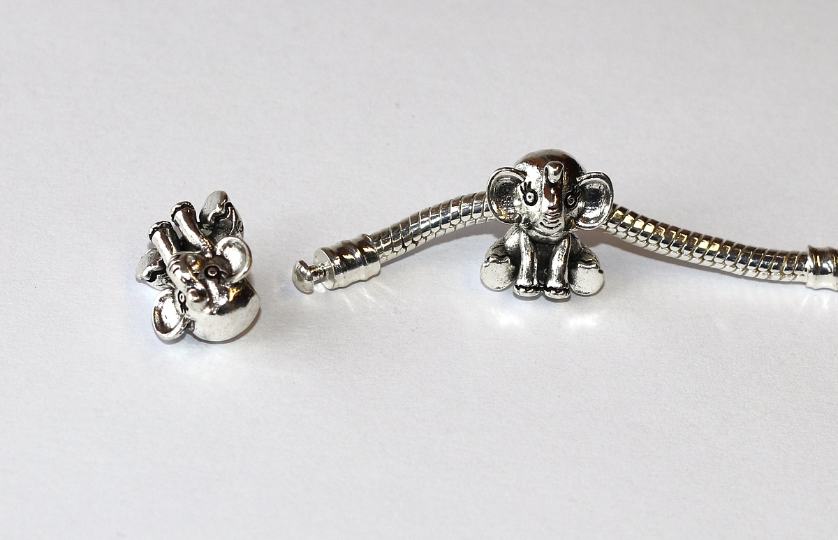 Korálek Fashion Jewerly na náramek nebo řetízek - Slon, Slonice, Věrná maminka, Pro štěstí 3567