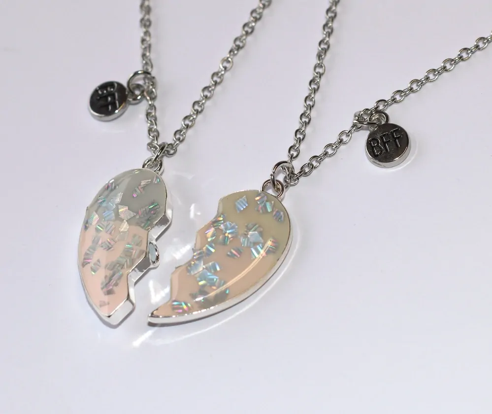 2ks Řetízky párové Fashion Jewerly - Srdce s perletí, Nejlepší přátelé, Best Friends 3607