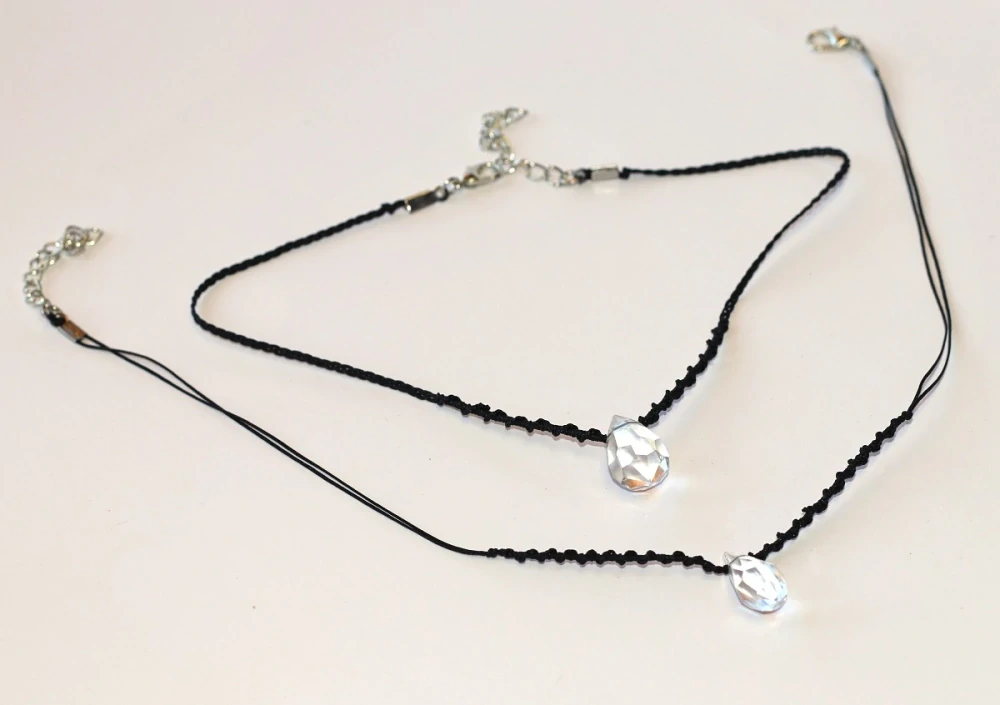 JoyKa Náhrdelník Drhaný - Choker se skleněným Křišťálem, Dvě velikosti, Můj Nejoblíbenější, Be The Best of Yourself 3671