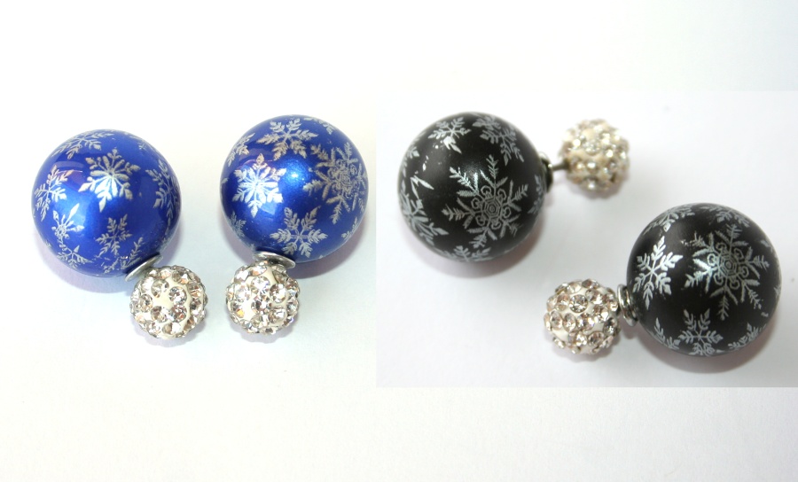 Oboustranné Náušnice Fashion Jewerly - Vločky se shamballou 182