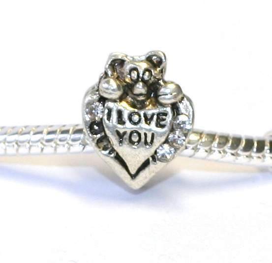 Korálek Fashion Jewerly - I love You Srdce s méďou 1106