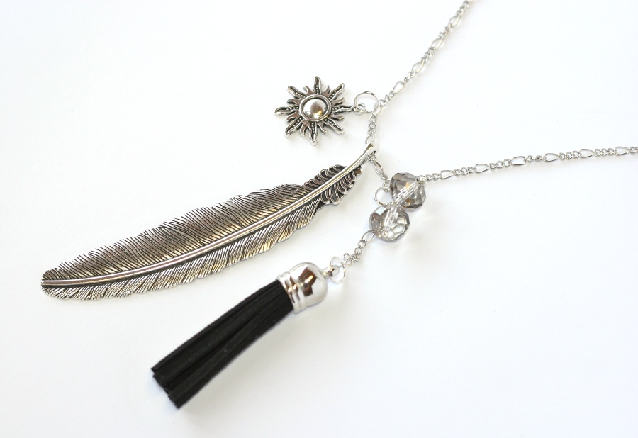 Náhrdelník Fashion Jewerly - Indián, péro, slunce 1166