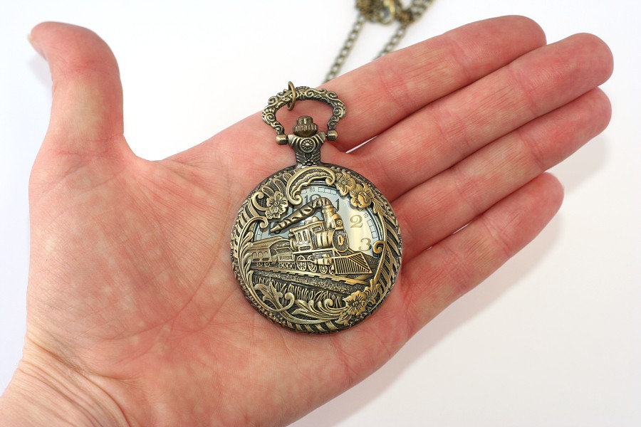 Kapesní, otevírací hodinky na řetízku Fashion Jewerly - Vlak, lokomotiva 1483