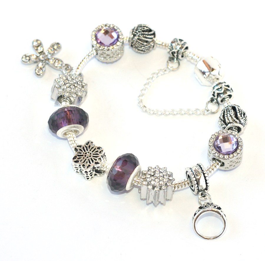 Korálky na náramek Fashion Jewerly - Fialová luxusní květina 1587