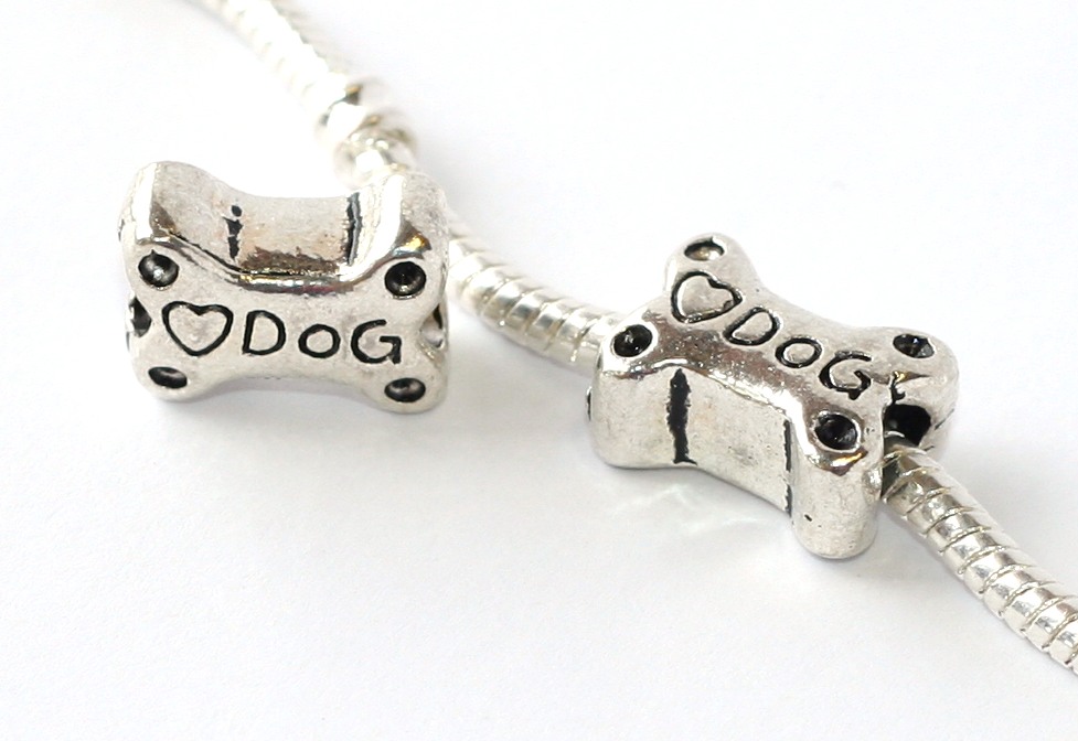 Korálek na náramek Fashion Jewerly - Kost pro psa, Love dog 1677