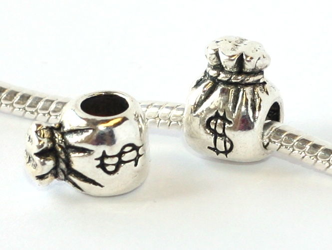 Korálek na náramek Fashion Jewerly - Peníze, měšec, dolar, bohatství 1712