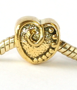 Korálek na náramek Fashion Jewerly - Zlaté srdce s kudrlinkou 1725