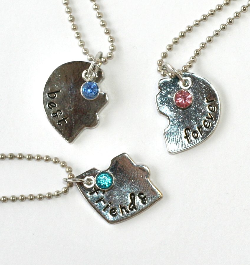 3ks Řetízky párové Fashion Jewerly - Srdce pro tři nejlpeší kamarády 1895