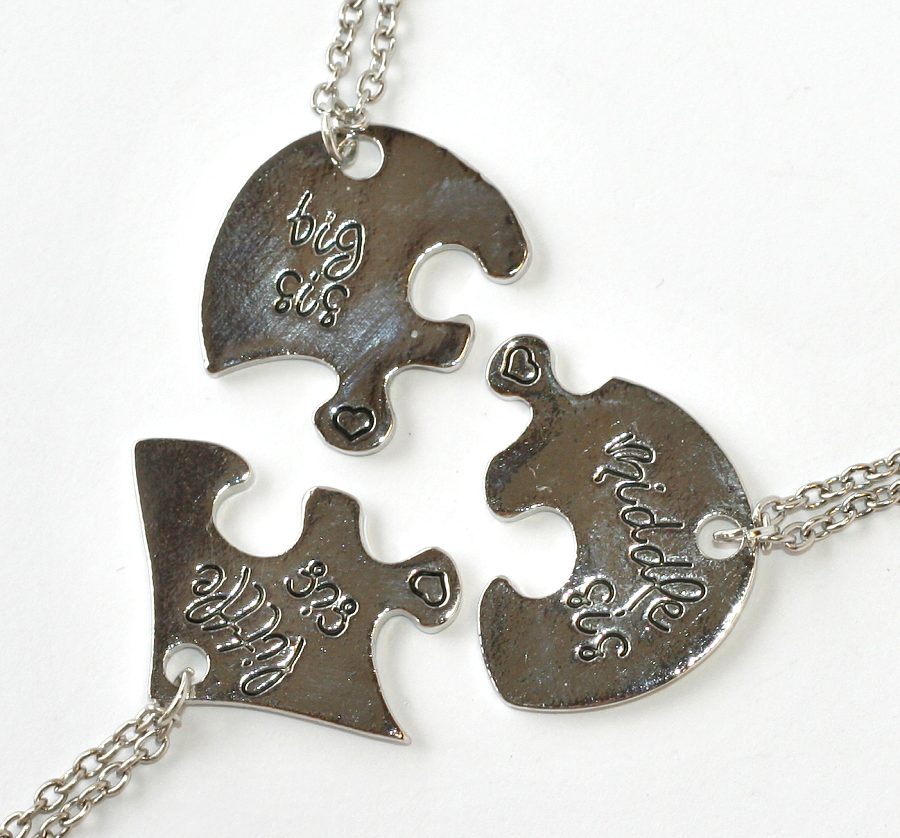 3ks Řetízky párové Fashion Jewerly - Srdce pro tři sestry, sisters 1897