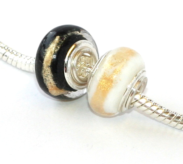 Korálek na náramek Fashion Jewely - Zlato, zlatíčko v černé a bílé 1965