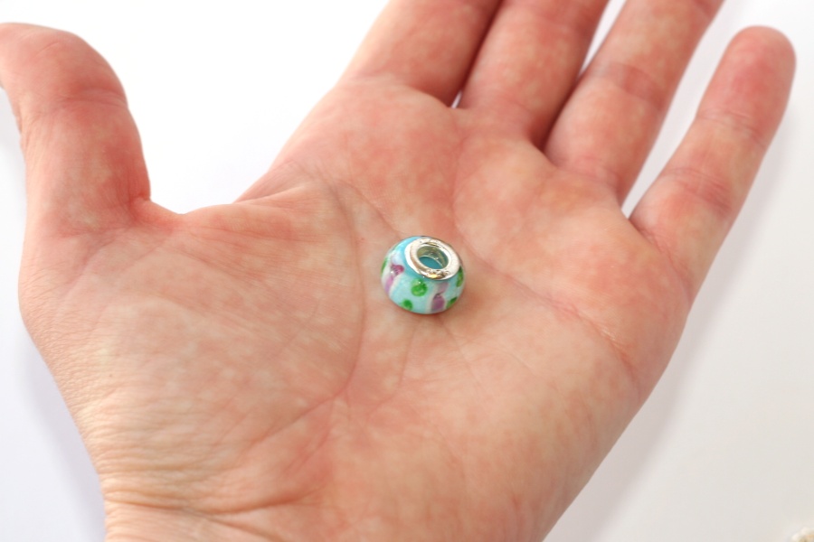 Korálek na náramek Fashion Jewerly - Skleněná hra s proužky a puntíky 2107