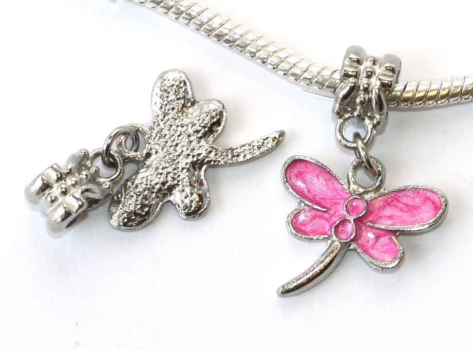 Korálek na náramek Fashion Jewerly - Přívěsek Růžová vážka, Pink Dragonfly 2128