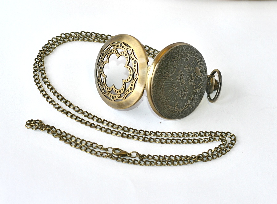 MR Kapesní Hodinky na řetízku - Vintage Flower, Gold style, Retro Woman 2261