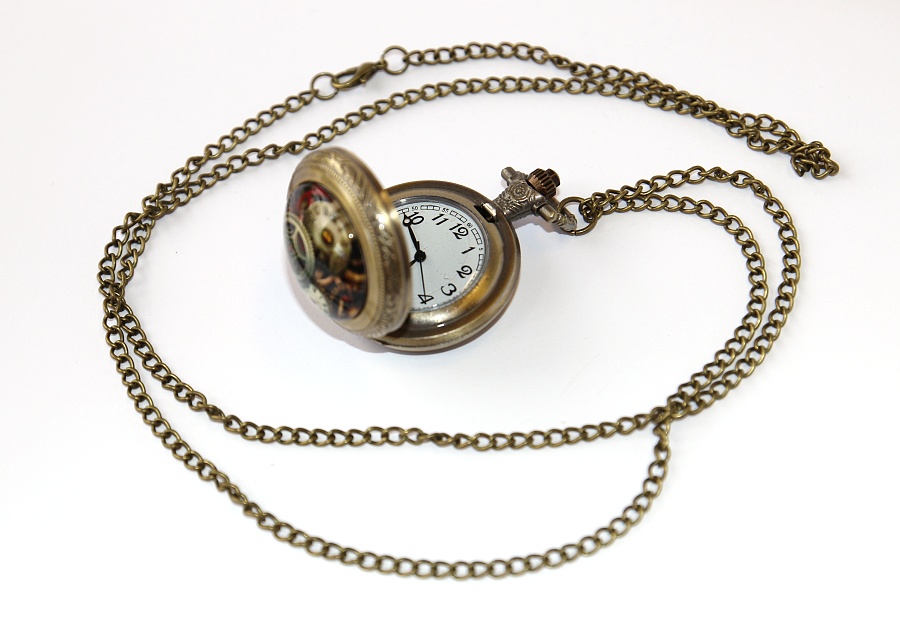 MR Otevírací Kapesní Hodinky na řetízku, bronzové - Antique Design, Hodiny, kolečka, hodinářství 2274