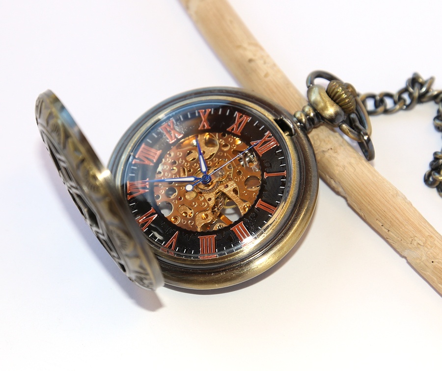 MR Otevírací Kapesní Hodinky s řetězem - Mechanické, Retro Vintage Antique Elegant Men 2286