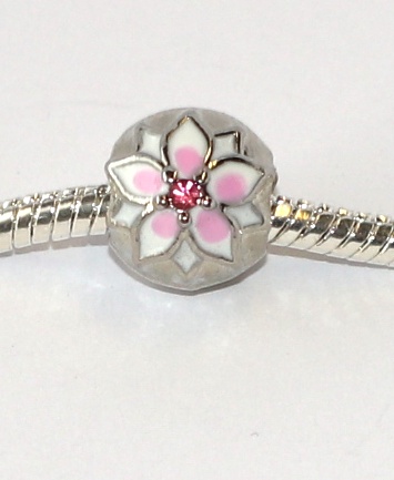 Korálek Fashion Jewerly - Romantická princezna, Enamel Květiny s růžovým středem, Lilie, Lotus 2304