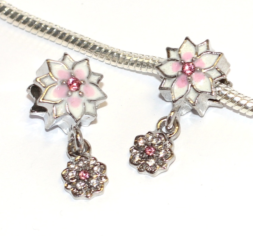 Korálek Fashion Jewerly - Romantická princezna, Enamel květina s přívěskem, Lilie, Lotus, Jasmín 2307
